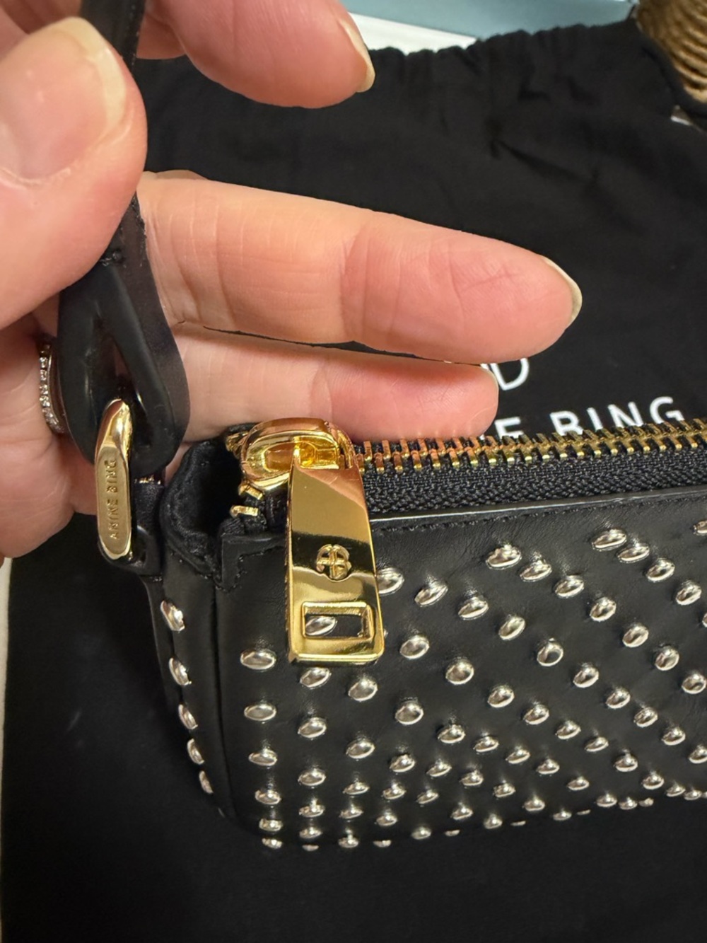Anine Bing Mini Elly Black Studded Leather Shoulder Bag RARE - Picture 5 of 8
